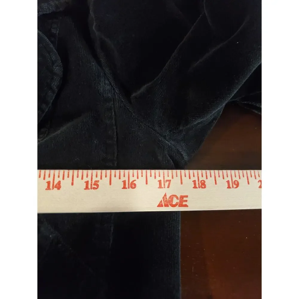 Vtg Y2K Bisou Bisou Fine Wale Corduroy Raw Hem Long Trench Jacket L Black Goth - Picture 10 of 11